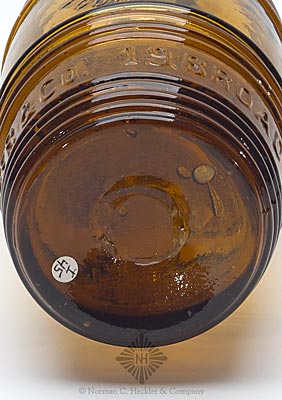 "Distilled In 1848 / Old Kentucky / 1849 / Reserve / Bourbon / A.M. Binninger & Co. 19 Broad St. N.Y." Figural Whiskey Bottle, H #11