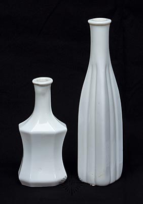 Two Figural Cologne Bottles, Form similar to MW plate 112, #12 and MW plate 113, #6