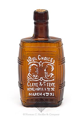 "Our Choice / Cleve & Steve / November 8th 92 / March 4th 93" And Busts - Rooster Portrait Flask, GI-124