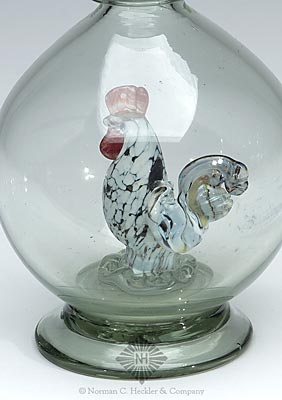 Freeblown Bottle With Lampwork Rooster