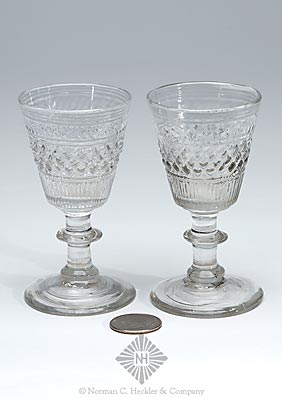Pair Of Blown Three Mold Wine Glasses, GII-19, McK plate 106, #6