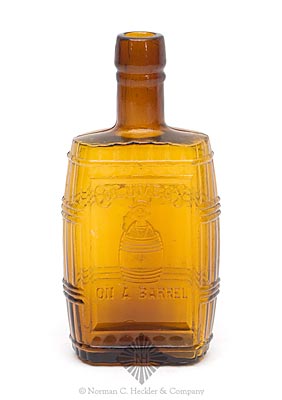 "Columbus / (Columbus In Barrel) / On A Barrel" - Rooster Historical Flask, Similar in form to GI-124