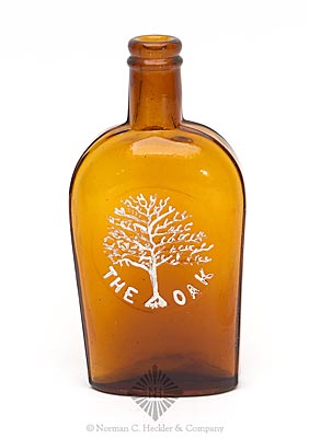 "The / Oak" And Tree Pictorial Flask, This flask is unlisted in the half pint size but similar to GXIII-76