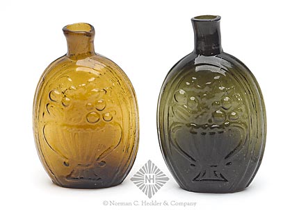 Two Cornucopia - Urn Pictorial Flasks, GIII-7, GIII-11