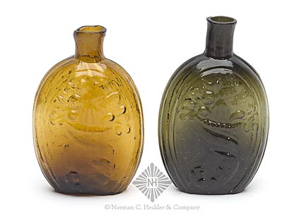 Two Cornucopia - Urn Pictorial Flasks, GIII-7, GIII-11