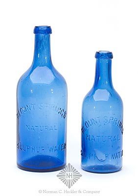 Two "Blount Springs / Natural / Sulphur Water" - "Trade / BS (Monogram) / Mark" Mineral Water Bottles