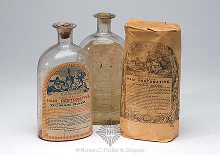 Twenty Two "C.S. Emerson's / American Hair / Restorative / Cleveland / Ohio. Price $ 1.50" Labeled Medicine Bottles In Original Packing Crate, AAM pg. 156
