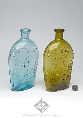Two "Union" And Clasped Hands - Eagle And "E. Wormser & Co / Pittsburgh / PA" Historical Flasks, GXII-15