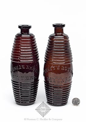 Two Figural Bitters Bottles, R/H #B-171 and #G-101