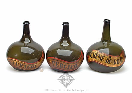 Lot Of Three Painted Label Apothecary Bottles