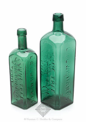 Two "L.Q.C. Wishart's / Pine Tree / Tar Cordial / Phila / Patent / (Tree) / 1859" Medicine Bottles, AAM pg. 575