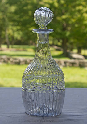 "Rum" Embossed Blown Three Mold Decanter, GI-8, Type 10 stopper