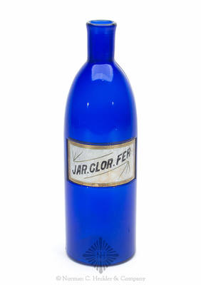"Jar.Clor.Fer" Label Under Glass Apothecary Storage Jar