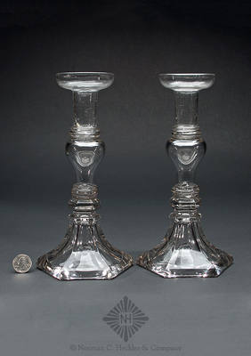 Pair Of Pressed And Blown Candlesticks, Similar in form and construction to PG plate 240