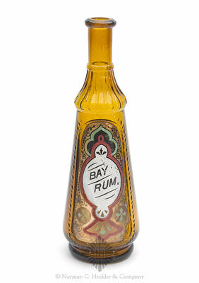 "Bay / Rum." Label Under Glass Barber Bottle