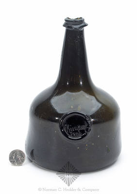 "Kirktoun / 1734" Sealed Black Glass Wine Bottle, Similar to ASB pg. 649 and pg. 682