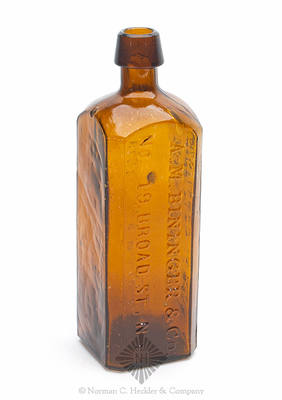 "Bininger's / Old Kentuckey Bourbon, / 1849. Reserve. / Distilled In 1848. / A.M. Bininger & Co, / No. 19, Broad St, N.Y." Whiskey Bottle, Similar to H #1462