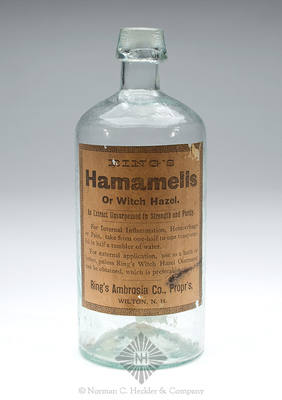"Ring's / Hamamelis / Or Witch Hazel. / Ring's Ambrosia Co., Propr's, / Wilton, N.H." Label Only Medicine Bottle
