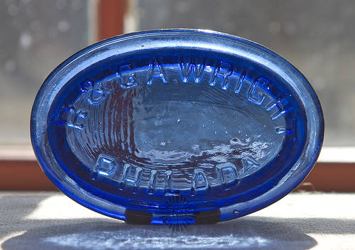 "R & G.A. Wright / Philada." Pressed Glass Jar Cover
