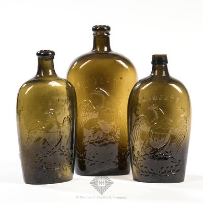 Group Of Three Eagle -" Willington / Glass /Co" Historical Flasks, GII-61, GII-62, GII-64